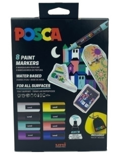 MARCADOR TOPACA NO PERM UNI POSCA 18-25mm PC-5M ESTUCHE de 8 incluye bolsa de tela