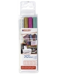MARCADOR TOPACA PERM EDDING  751 CONICO BLISTER DE 3 oro verde metalico y rosa metalico