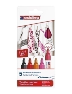 MARCADOR TEXTIL EDDING 4500 CAJA de 5 col calidos