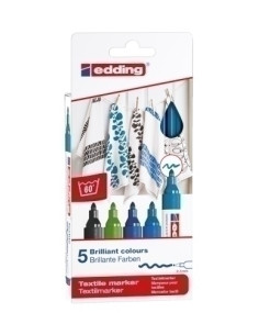 MARCADOR TEXTIL EDDING 4500 CAJA de 5 col frios