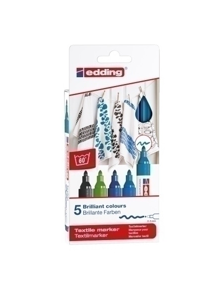 MARCADOR TEXTIL EDDING 4500 CAJA de 5 col frios