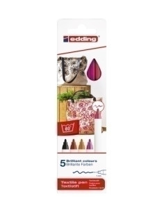 MARCADOR TEXTIL EDDING 4600 fino CAJA de 5 col calidos