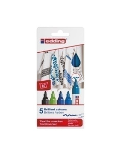 MARCADOR TEXTIL EDDING 4600 fino CAJA de 5 col frios
