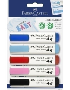 MARCADOR TEXTIL FABER CASTELL ESPECIAL ROPA BABY PARTY BLISTER DE 5