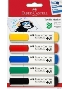 MARCADOR TEXTIL FABER CASTELL ESPECIAL ROPA BASICOS BLISTER DE 5