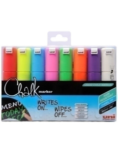 MARCADOR TIZA LIQUIDA UNI-BALL CHALK MARKER PWE-8K 80 mm ESTUCHE DE 8