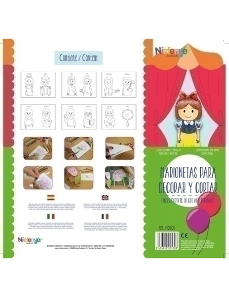 MARIONETA DEDO CARTULINA 300 gr para RECORTAR Y DECORAR BLANCANIEVES PACK de 12