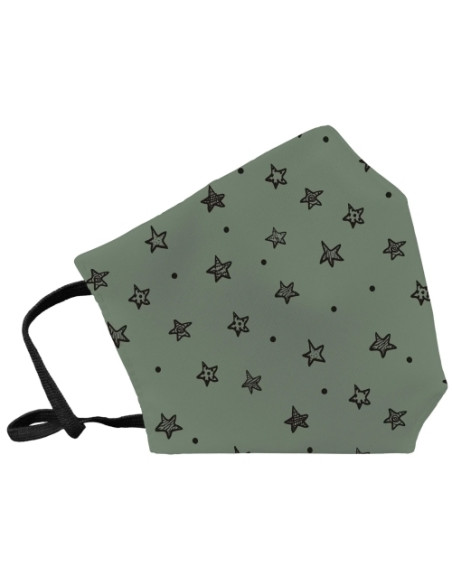 MASCARILLA DE PROTECCION REUTILIZABLE FULI GRANDE TALLA L ESTRELLAS KAKI