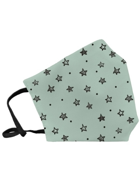 MASCARILLA DE PROTECCION REUTILIZABLE FULI PEQUEÑA TALLA S ESTRELLAS MENTA