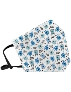 MASCARILLA DE PROTECCION REUTILIZABLE FULI PEQUEÑA TALLA S MONSTERS AZUL