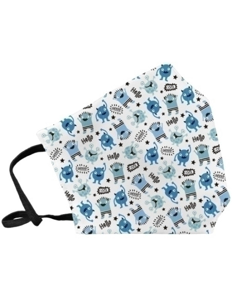 MASCARILLA DE PROTECCION REUTILIZABLE FULI PEQUEÑA TALLA S MONSTERS AZUL