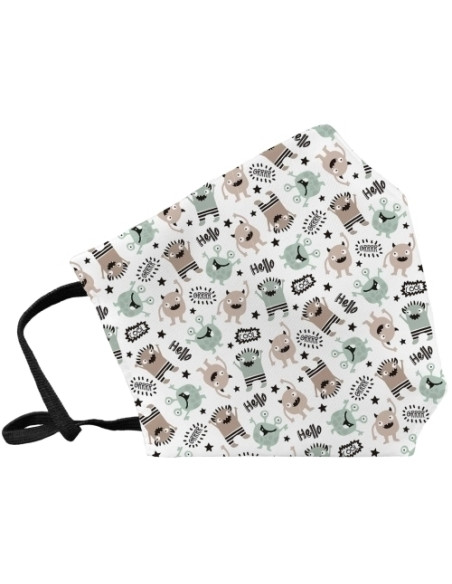 MASCARILLA DE PROTECCION REUTILIZABLE FULI PEQUEÑA TALLA S MONSTERS MENTAROSA PALIDO