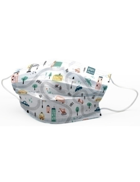 MASCARILLA QUIRURGICA IIR 3 CAPAS DESECHABLE FIRST PROTEC INFANTIL CITY PAQUETE de 10