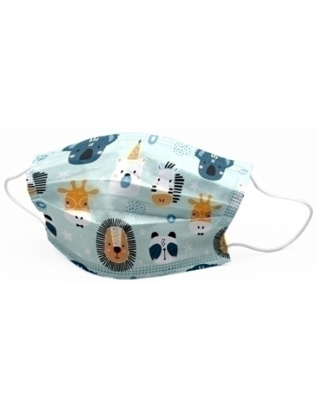 MASCARILLA QUIRURGICA IIR 3 CAPAS DESECHABLE FIRST PROTEC INFANTIL JUNGLA PAQUETE de 10