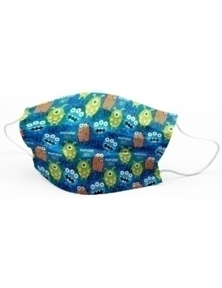 MASCARILLA QUIRURGICA IIR 3 CAPAS DESECHABLE FIRST PROTEC INFANTIL MONSTRUITOS PAQUETE de 10