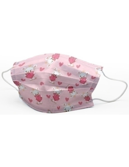 MASCARILLA QUIRURGICA IIR 3 CAPAS DESECHABLE FIRST PROTEC INFANTIL OSOS CORAZONES PAQUETE de 10