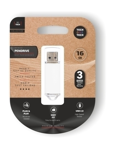 MEMORIA USB 16GB TECH-ONE-TECH BASIC 20 BLANCO Incluye Canon LPI de 024 