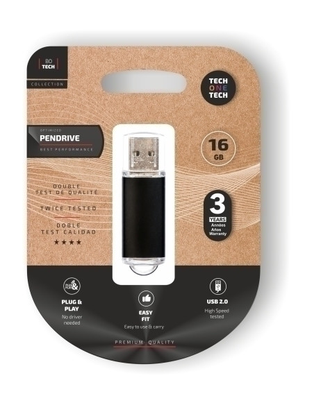 MEMORIA USB 16GB TECH-ONE-TECH BASIC 20 NEGRO Incluye Canon LPI de 024 