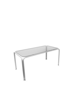 MESA RECEPCION PIQUERAS Y CRESPO VEGA RECTANGULAR 100 x 50 con ESTRUCTURA PLATA y CRISTAL FUME