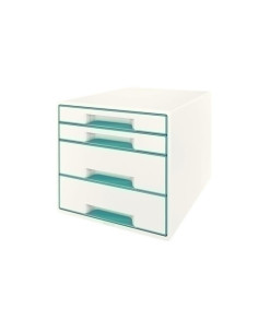 MODULO 4 CAJONES LEITZ WOW CUBE 2 GRANDES  2 PEQUEÑOS TURQUESA METALIZADOBLANCO