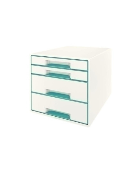MODULO 4 CAJONES LEITZ WOW CUBE 2 GRANDES  2 PEQUEÑOS TURQUESA METALIZADOBLANCO