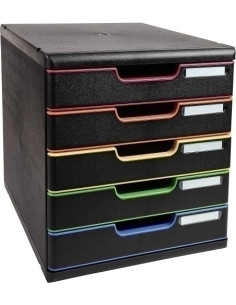 MODULO 5 CAJONES EXACOMPTA A4 CLASSIC 5 COLORES NEGROARLEQUIN
