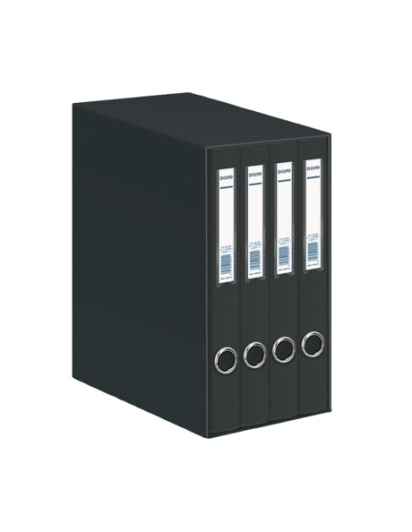 MODULO CARPETA ANILLAS DOHE CARTON FORRADO 4 uds A4 2 anMIXTAS 25mm NEGRO