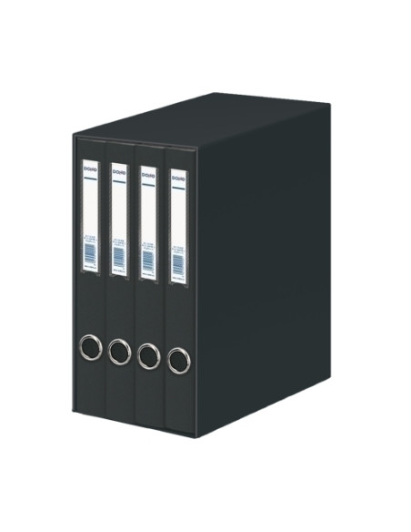 MODULO CARPETA ANILLAS DOHE CARTON FORRADO 4 udsF 2 anMIXTAS 25mm NEGRO