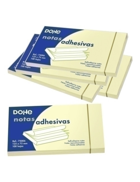 NOTAS ADHESIVAS DOHE 100h  75 x 125 mm AMARILLO
