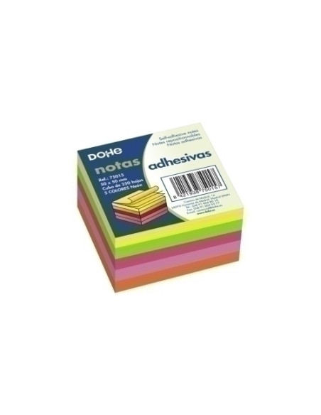 NOTAS ADHESIVAS DOHE CUBO 250h  50x50 mm 5 COLORES NEON