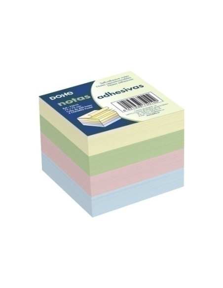 NOTAS ADHESIVAS DOHE CUBO 400h  75 x 75 mm 4 COLORES PASTEL