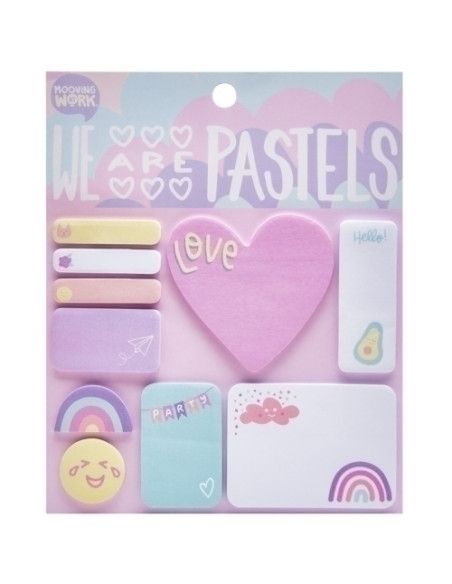 NOTAS ADHESIVAS MOOVING PASTEL SET FORMAS SURTIDAS