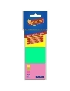 NOTAS ADHESIVAS SUPERTITE 40x50 NEON 100 HOJAS BLISTER DE 3