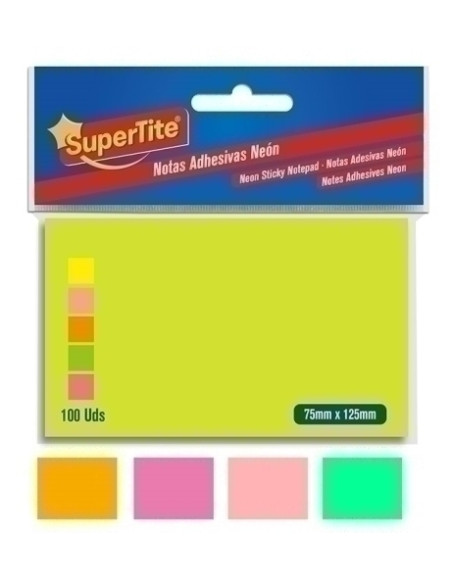 NOTAS ADHESIVAS SUPERTITE 75x125 NEON 100 uds
