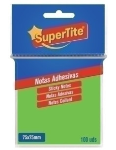 NOTAS ADHESIVAS SUPERTITE 75x75 NEON 100 uds