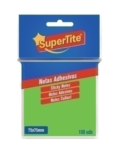 NOTAS ADHESIVAS SUPERTITE 75x75 NEON 100 uds