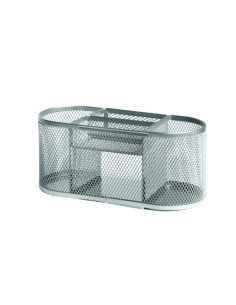ORGANIZADOR SOBREMESA FOROFIS OVALADO METALICO MALLA PLATEADO