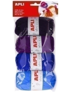 OVILLOS DE LANA APLI 50 gr TONOS AZULES PACK DE 4