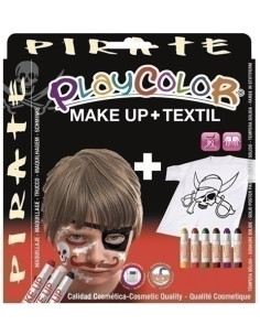 PACK PLAYCOLOR MAQUILLAJE MAKE UP BASIC BLISTER de 3  TEMPERA SOLIDA TEXTIL ONE CAJA de 6 THEMATICS PIRATE