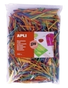 PALILLOS REDONDOS APLI MADERA COLORES MINI 5 cm BOLSA de 1500