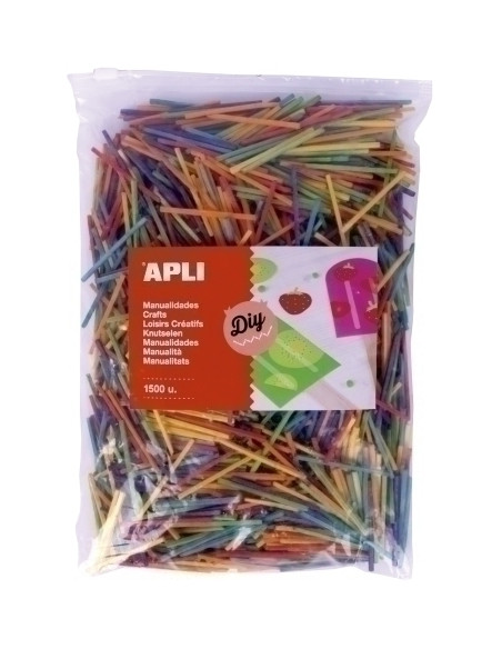 PALILLOS REDONDOS APLI MADERA COLORES MINI 5 cm BOLSA de 1500