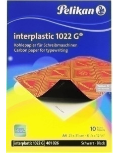 PAPEL CARBON PELIKAN INTERPLASTIC 1022G A4 caja de 10 NEGRO 401026