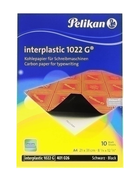PAPEL CARBON PELIKAN INTERPLASTIC 1022G A4 caja de 10 NEGRO 401026