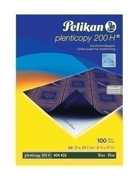 PAPEL CARBON PELIKAN PLENTICOPY 200H A4 caja de 100 AZUL 404426