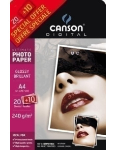 PAPEL INKJET CANSON FOTO A4 240g 20h HIGH GLOSSY