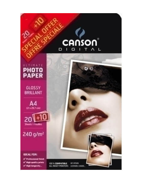 PAPEL INKJET CANSON FOTO A4 240g 20h HIGH GLOSSY