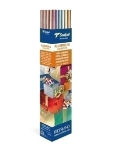 PAPEL METALIZADO SADIPAL ROLLO 1x3 m 65gr EXPOSITOR de 25 ROLLOS 5xOro  5xPlata  3  x Rojo-Fucsia-Azul-Verde-Cobre