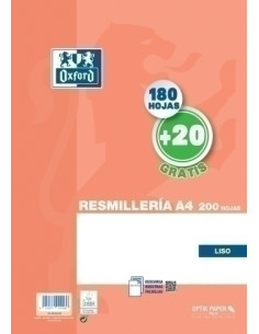PAPEL OXFORD SCHOOL A4 200h 18020 90gr LISO NARANJA