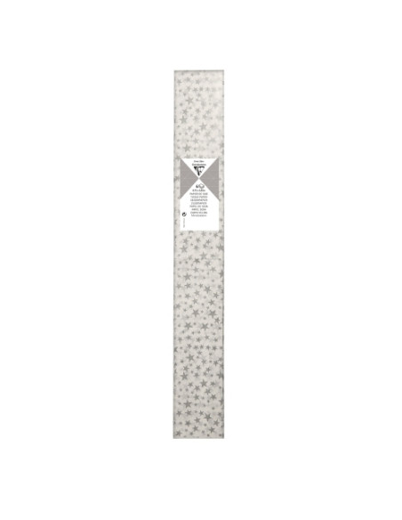 PAPEL SEDA CLAIREFONTAINE 4h 50x75 cm ESTRELLAS PLATEADAS
