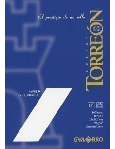 PAPEL VERJURADO A4 TORREON 90g 100h BLANCO